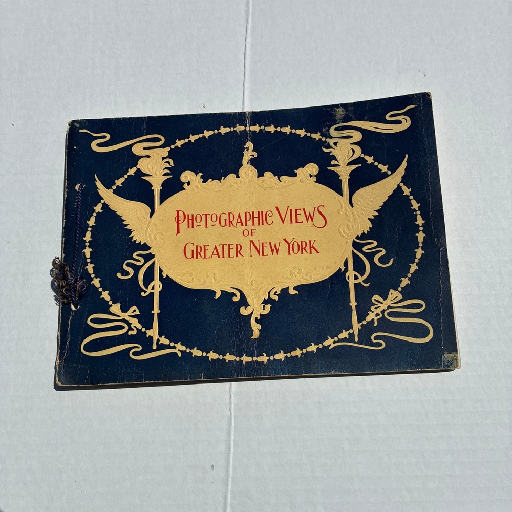 Vintage Photographic Views‎ of Greater New York Souvenir Booklet Paper Blue Gold